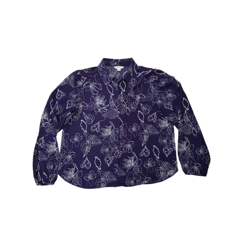 Joe Fresh Blue and White Patterned Blouse